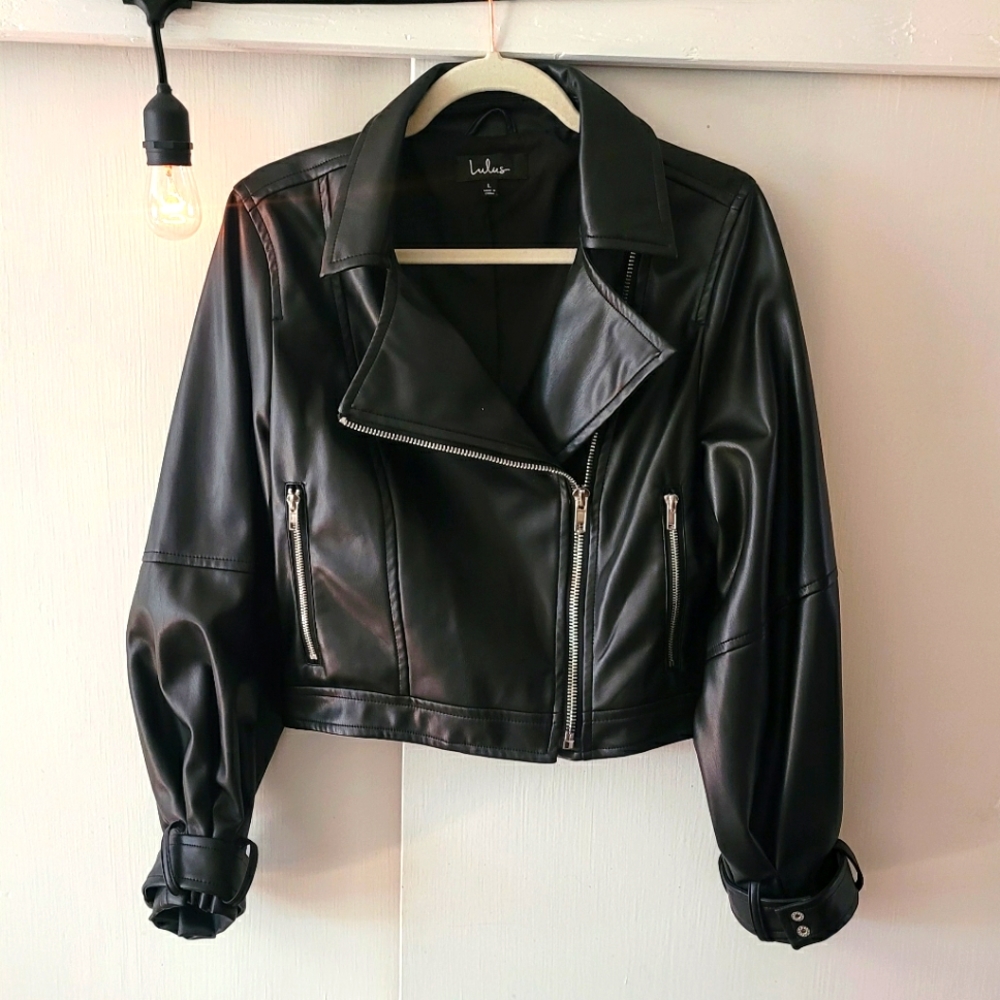 Lulu's Black Faux Leather Jacket
